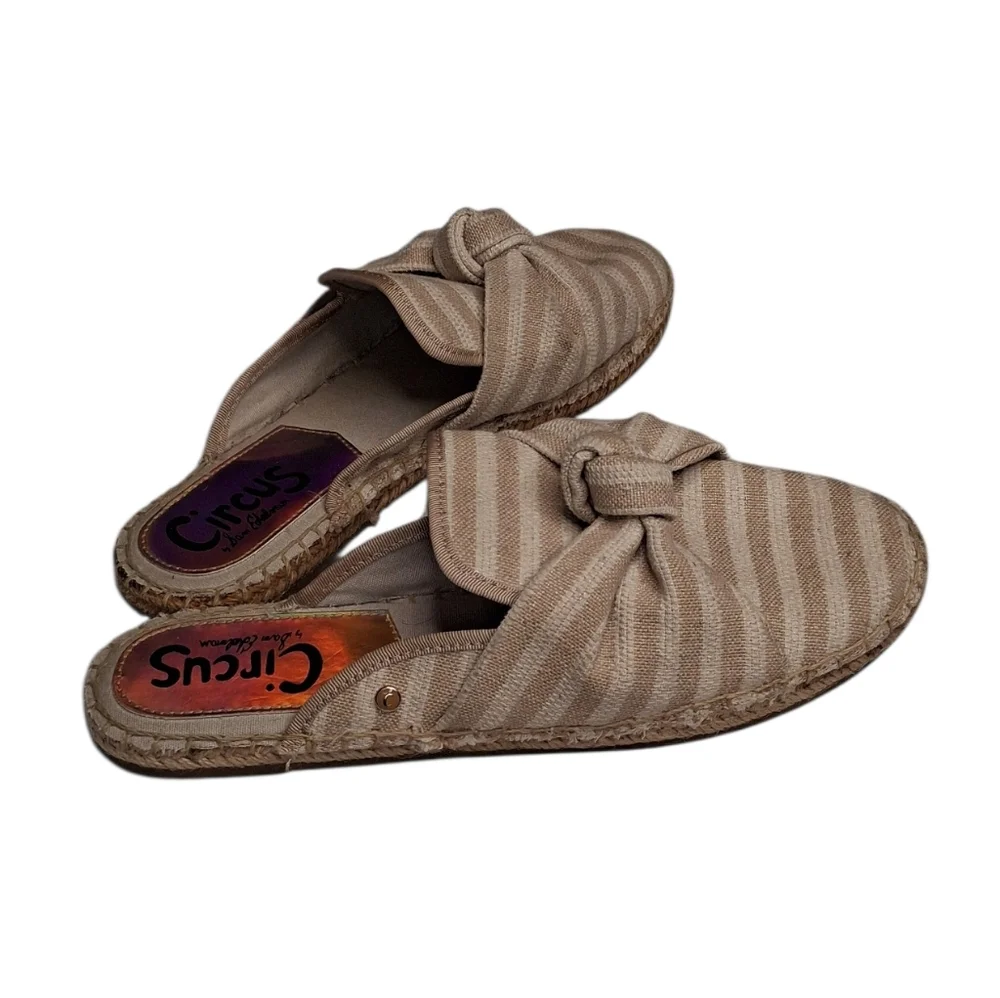 Circus by Sam Edelman Beige Striped Women's Slip-On Espadrille Mules Size 9